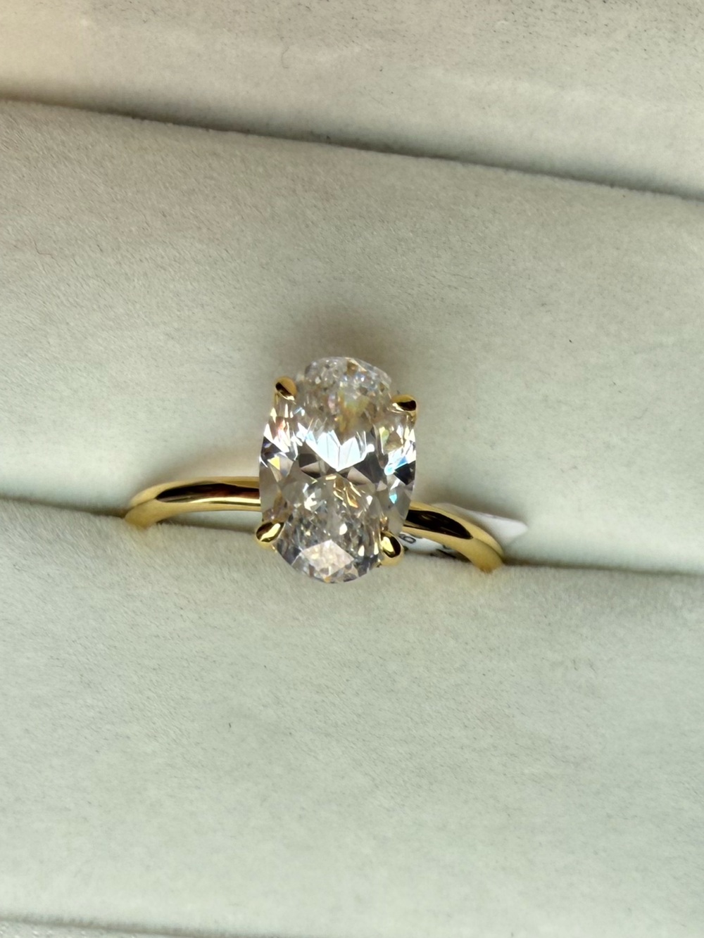 New 3.5 Carat CZ Size 10 Oval Cut Engagement Ring Gold Plated